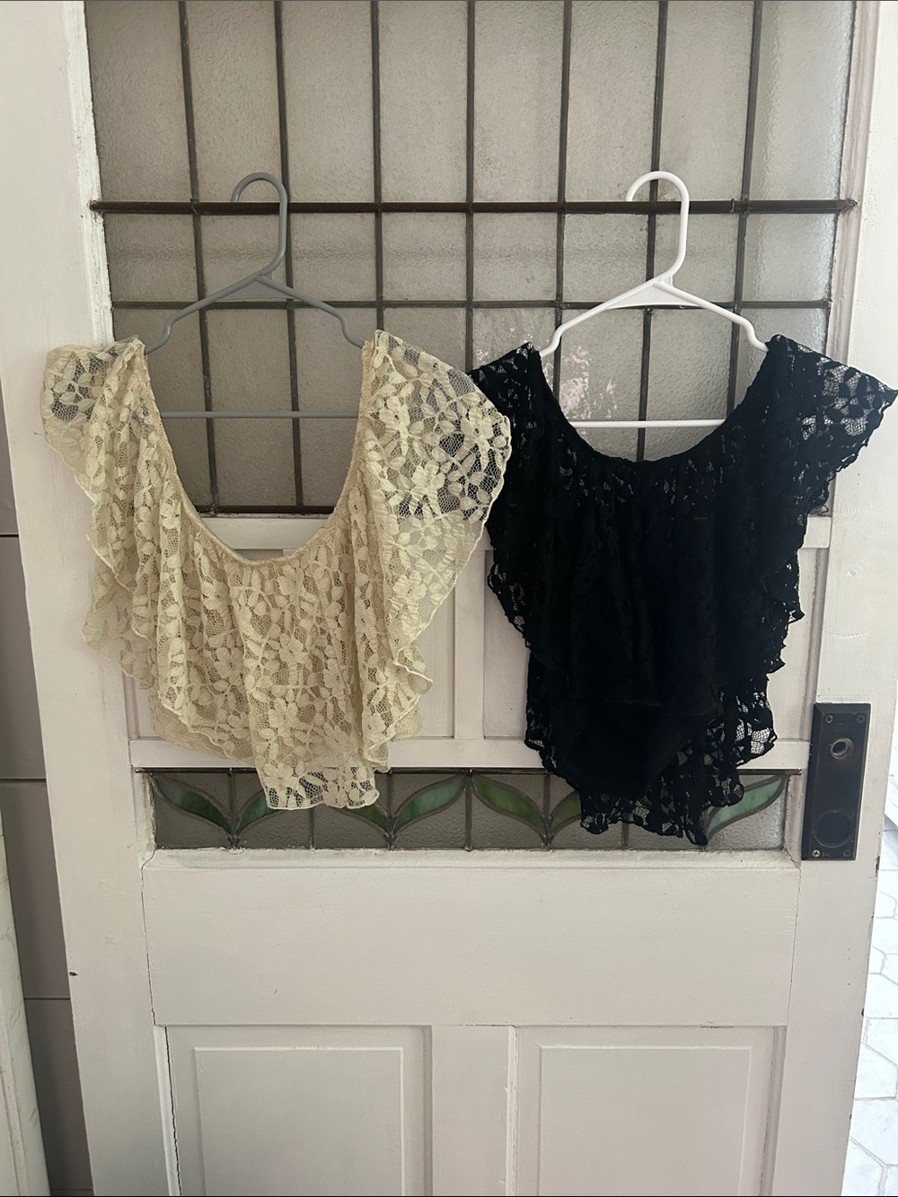 Kimchi Blue Lace Flutter Camisole in Black and Cream